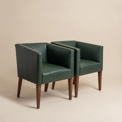 Jean-Michel Frank (French 1895-1941) for COMTE, Argentina Pair of Modernist Bridge Armchairs